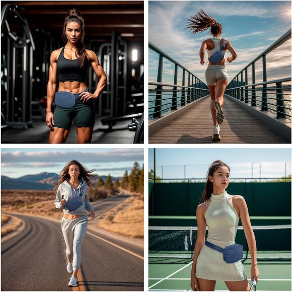 Navy Mini Belt Bag for Women - Crossbody, Waist & Shoulder Style, Water-Resistan - Picture 3 of 6